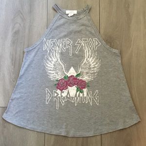 Sun & Shadow Graphic“Never Stop Dreaming” Tank Top